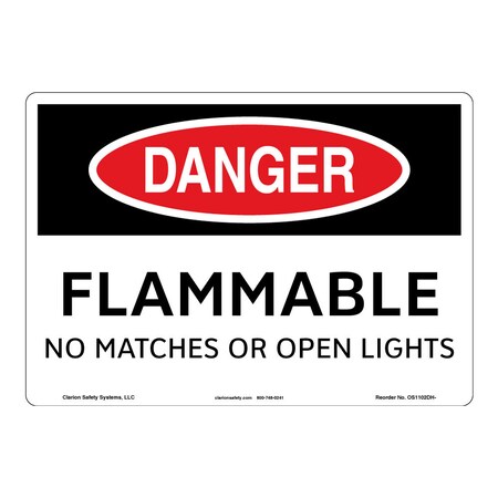 OSHA Compliant Danger/Flammable Safety Signs Indoor/Outdoor Plastic (BJ) 10 X 7